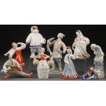 A GROUP OF SEVEN RUSSIAN SOVIET PORCELAIN FIGURES, SECOND HALF OF THE 20TH CENTURY. Comprising a