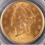A 1906-S $20 GOLD LIBERTY HEAD EAGLE. PCGS MS63. IMPORTANT NOTICE: Sadly, due to the widespread