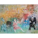 JEAN DUFY (French 1888-1964) Clown de Cirque Acte (Circus Clown Act) Watercolor and gouache Signed