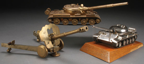 AN INTERESTING GROUP OF THREE RUSSIAN SOVIET MACHINED MILITARY MODELS, CIRCA 1975. Comprising a