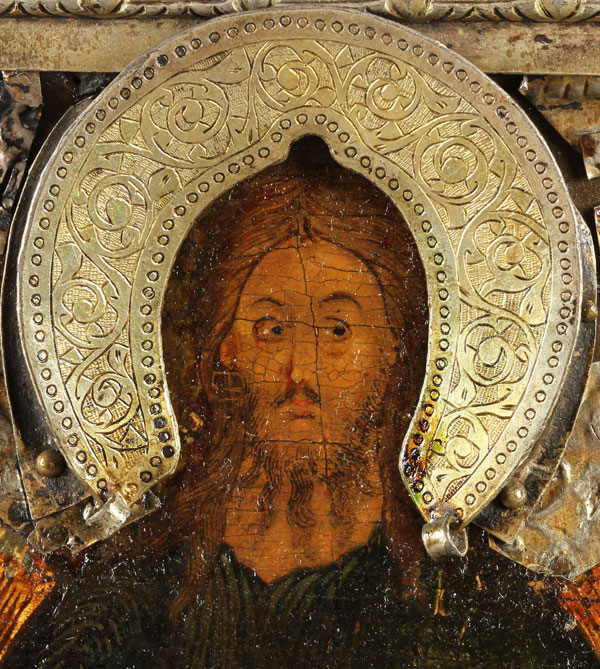 A FINE RUSSIAN ICON OF ST. JOHN THE FORERUNNER, 17TH CENTURY. Here John is depicted as an angel in - Image 3 of 5