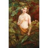 AN EXCEPTIONALLY FINE KPM HAND PAINTED PORCELAIN PLAQUE, LATE 19TH CENTURY, “EVE IN THE GARDEN”.