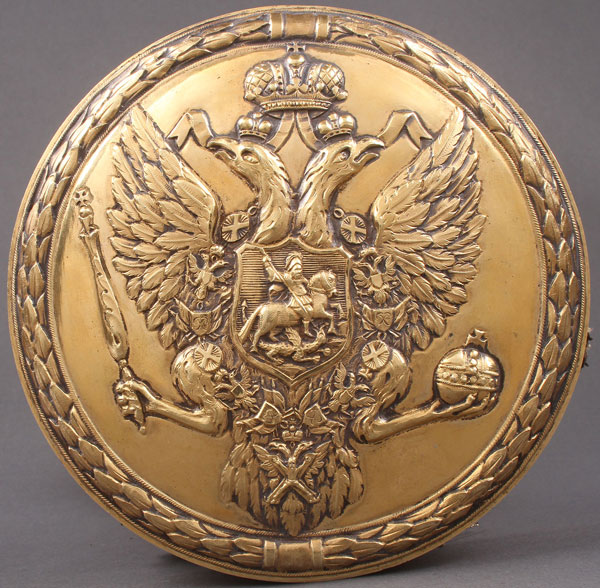 AN IMPRESSIVE IMPERIAL RUSSIAN GILDED SILVER AND REPOUSSE SEAL CASE, REIGN OF TSAR PAUL I, ST. - Image 5 of 5