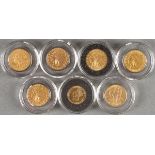 A GROUP OF FIVE U.S. GOLD PIECES. Comprising four Indian $2.50 quarter eagles (1908, 1912, 1926,