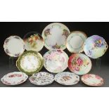 A COLLECTION OF 13 PORCELAIN CABINET PLATES, 19TH/EARLY 20TH CENTURY. Including hand painted,