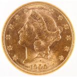 A 1900-S $20 LIBERTY HEAD GOLD DOUBLE EAGLE. NGC MS60. IMPORTANT NOTICE: Sadly, due to the