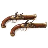 A MATCHED PAIR OF FRENCH NAPOLEONIC NAVEL FLINTLOCK BLUNDERBUSS PISTOLS, BY BRUNON OF CAEN, 1762-