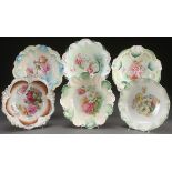 A COLLECTION OF SIX R.S. PRUSSIA GERMAN PORCELAIN BOWLS, CIRCA 1900. Each with floral decoration