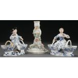 A THREE PIECE GROUP OF MEISSEN GERMAN PORCELAIN, LATE 19TH AND 20TH CENTURY. Comprising a pair of