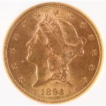 A 1893-S $20 GOLD LIBERTY HEAD EAGLE. NGC MS61. IMPORTANT NOTICE: Sadly, due to the widespread