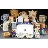 A 29 PIECE GROUP OF POTTERY AND STONEWARE, 19TH AND 20TH CENTURY. Including a two Hull vase and