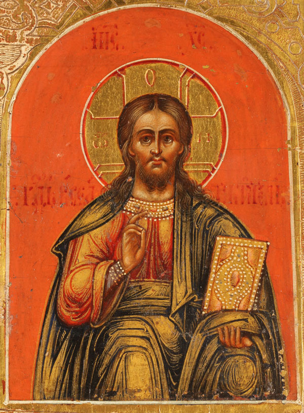 A LARGE AND IMPRESSIVE PRESENTATION ICON OF SAINT ALEXANDER NEVSKY, DATED 1880. At center a large - Image 4 of 5