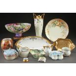 A 14 PIECE GROUP OF ARTIST DECORATED PORCELAIN, EARLY 20TH CENTURY. Including a Haviland small