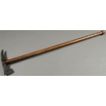 AN ENGLISH NAVAL BOARDING AXE, PROBABLY CIRCA 1800. The cast iron wedge shaped blade with opposing