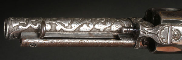A SILVER OVERLAY AND ENGRAVED COLT SINGLE ACTION ARMY REVOLVER. The barrel, frame and grips - Image 6 of 7