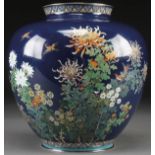 A VERY FINE JAPANESE CLOISONNÉ BRONZE AND SILVER MOUNTED VASE, MEIJI PERIOD, CIRCA 1890. Possibly