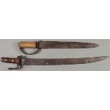 A PAIR OF CIVIL WAR OR CIVIL WAR PERIOD EDGED WEAPONS. Comprising a classic D-guard Bowie knife