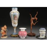 A FIVE PIECE GROUP OF PORCELAIN AND DECORATIVE ARTS, EARLY TO MID 20TH CENTURY. Comprising a Hummel