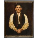 Attributed to EMIL GIES (German b. 1872) Portrait of a Man with Vest and Scarf - 1892 Oil on