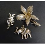 A Silver Foliate Spray Brooch, together