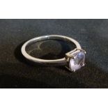 A 9ct. White Gold Pink Topaz Solitaire R