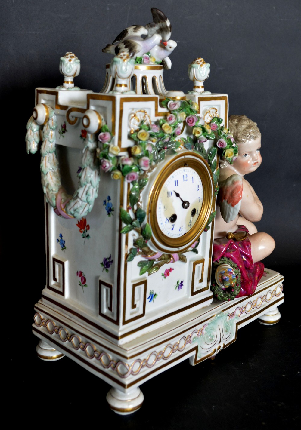 A Late 19th Century Meissen Porcelain Table Clock, - Image 3 of 5