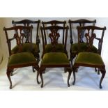 A Set of Six (Four plus Two) Mahogany Chippendale Style Dining Chairs,