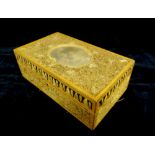 A George III Rolled Paper Rectangular Box, the hinged cover with a central oval portrait print,
