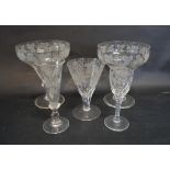 A Pair of 19th Century Pedestal Glasses together with three other similar