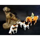 A Beswick Hunting Group with a Horse and Rider and Four Hounds,
