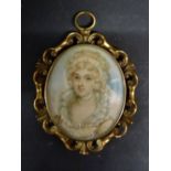 A 19th Century Oval Portrait Miniature, Study of a Lady in Period Dress,