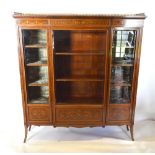 An Edwardian Mahogany Marquetry Inlaid Display Cabinet by Maple & Co.