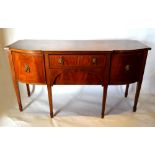 A 19th Century Mahogany Line Inlaid Semi Bow Fronted Sideboard,