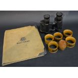 A Group of Five Mauchline Ware Napkin Rings together with a treen barrel,