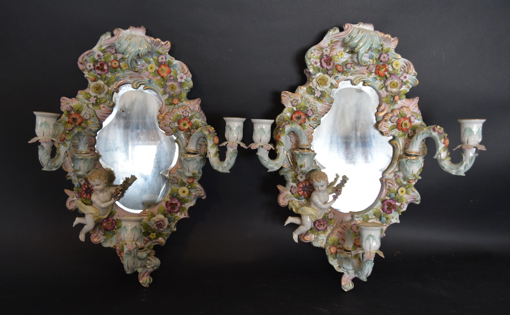 A Pair of German Porcelain Girandoles,