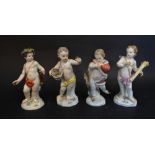 A Set of Four Late 19th Early 20th Century Meissen Porcelain Figures each decorated in polychrome