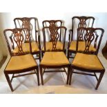 A Set of Six 19th Century Mahogany Chippendale Style Dining Chairs,