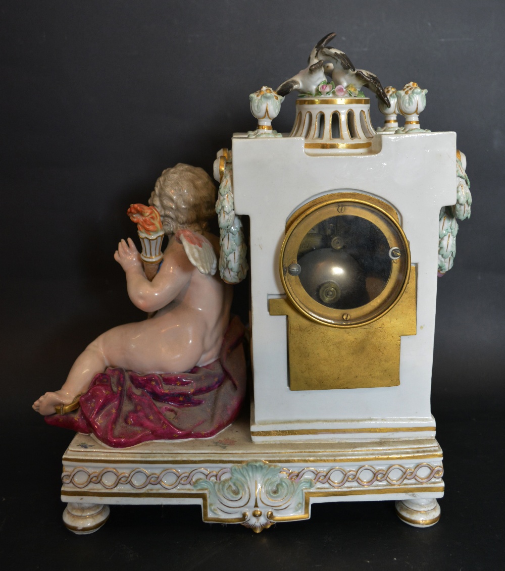 A Late 19th Century Meissen Porcelain Table Clock, - Image 4 of 5