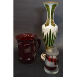 A 19th Century Bohemian Overlay Glass Oviform Vase,