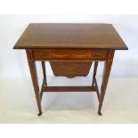 An Edwardian Mahogany Satinwood Cross Banded and Marquetry Inlaid Work Table,