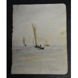 William Lionel Wyllie, 1851 to 1931, England SAILING BOATS WITH FIGURES Watercolour, sketch,