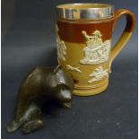 A Doulton Lambeth Silver Mounted Harvest Mug,