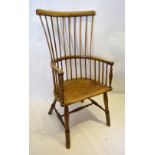 An Early 19th Century Elm Windsor Tub Shaped Chair,