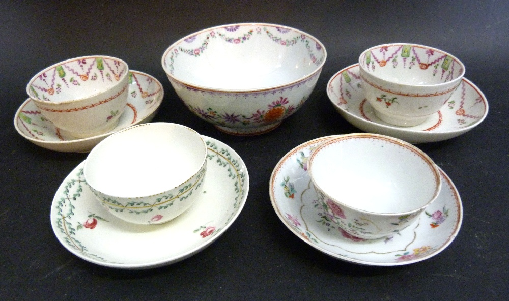 A Pair of 18th Century English Tea Bowls with Saucers,