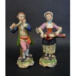 A Pair of 19th Century Derby Figures in the form of Musicians,