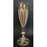 A 19th Century Bohemian Overlay Glass Oviform Vase, with foliate panels highlighted with gilt,