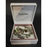 A Pandora Silver Necklace with Charms, t