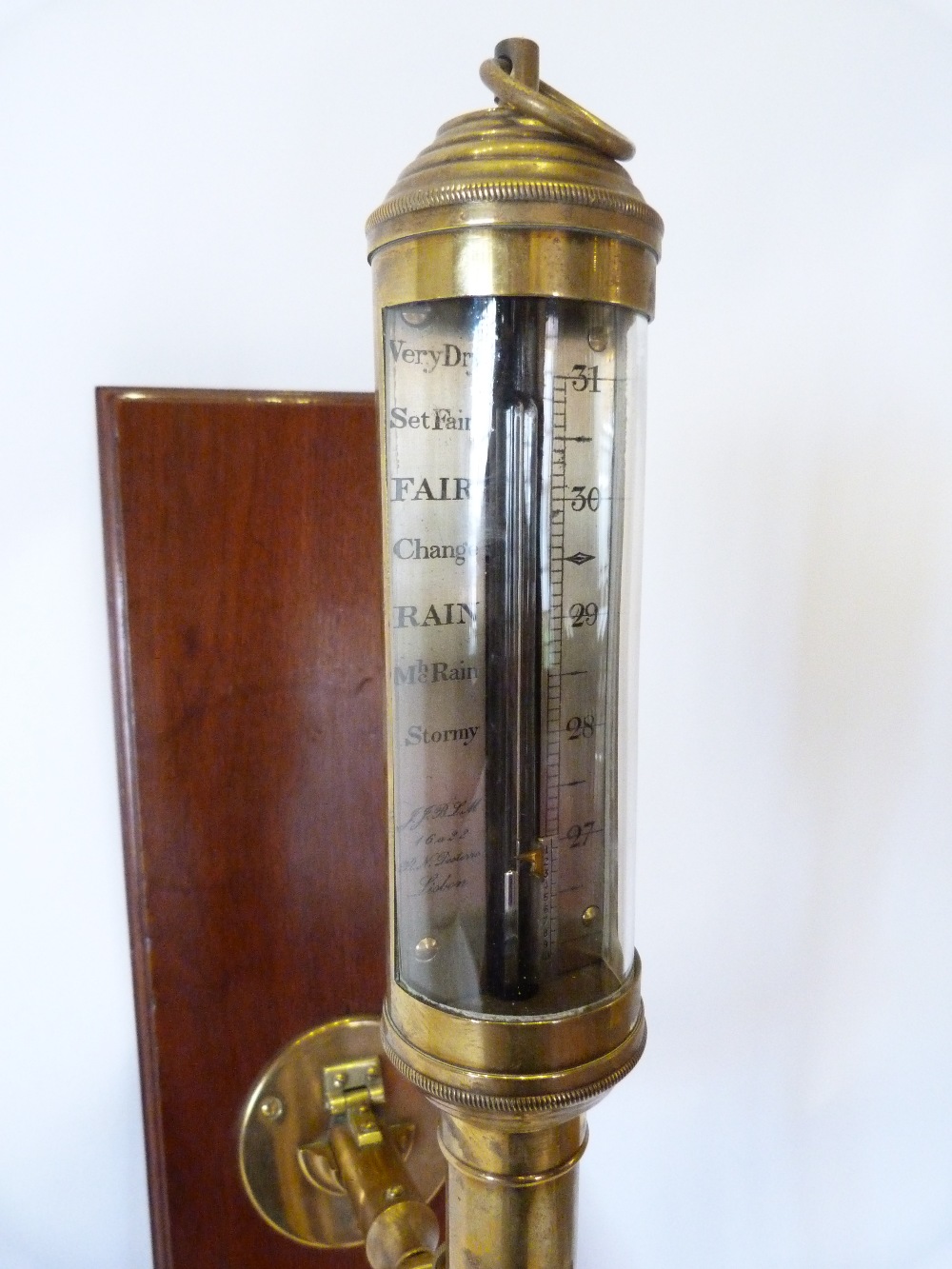 A Brass Marine Stick Barometer by R N Desterro, - Image 2 of 2
