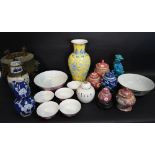 A Large Collection of Oriental Porcelain Ceramics, to include a double gourd vase,