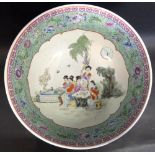 A 19th Century Chinese Large Famille Rose Bowl decorated in coloured enamels with reserves